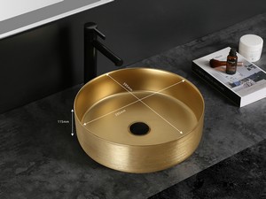 Lavabo da Appoggio Sesia Ø39,5xH11,5 in Ceramica Oro Satinato