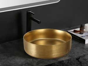 Lavabo da Appoggio Sesia Ø39,5xH11,5 in Ceramica Oro Satinato