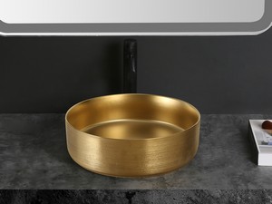 Lavabo da Appoggio Sesia Ø39,5xH11,5 in Ceramica Oro Satinato