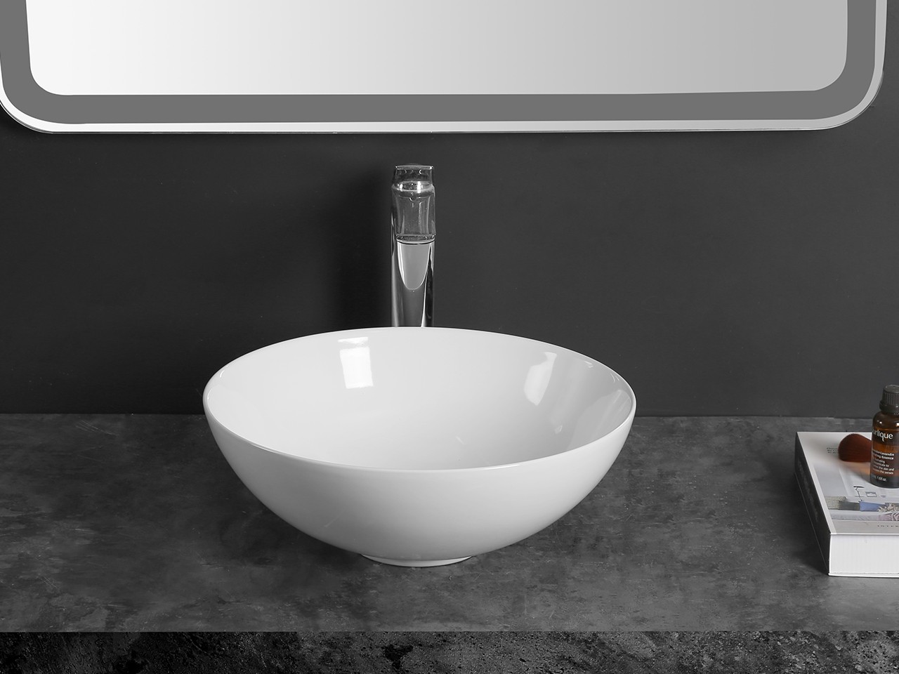 Lavabo Da Appoggio/Sospeso 80Cm Disegno-Ceramica Serie Catino Bianca - Foto 6