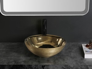 Lavabo da Appoggio Scrivia Ø40xH15 in Ceramica Oro Lucido