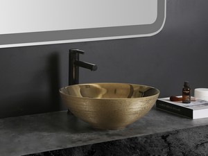 Lavabo da Appoggio Scrivia Ø40xH15 in Ceramica Oro Lucido