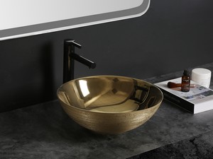 Lavabo da Appoggio Scrivia Ø40xH15 in Ceramica Oro Lucido