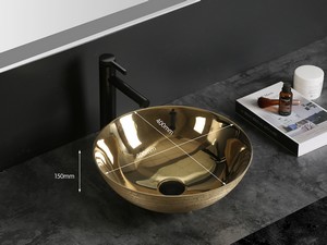 Lavabo da Appoggio Scrivia Ø40xH15 in Ceramica Oro Lucido