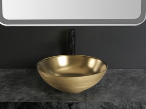 Lavabo da Appoggio Scrivia Ø40xH15 in Ceramica Oro Opaco