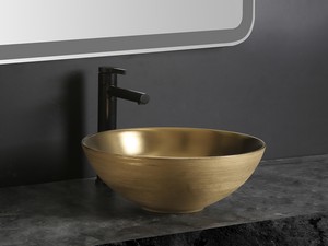 Lavabo da Appoggio Scrivia Ø40xH15 in Ceramica Oro Opaco