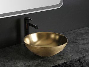 Lavabo da Appoggio Scrivia Ø40xH15 in Ceramica Oro Opaco