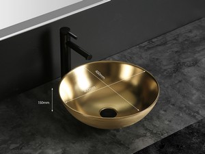 Lavabo da Appoggio Scrivia Ø40xH15 in Ceramica Oro Opaco