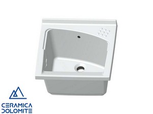 Mobile Lavatoio REVINE 61x61 cm con 2 Ante e Lavabo in Ceramica Bianco