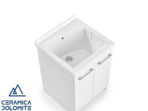 Mobile Lavatoio REVINE 61x61 cm con 2 Ante e Lavabo in Ceramica Bianco