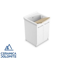 Bac Ceramica Dolomite à laver à encastrer Revine 61x61 en céramique blanc brillant