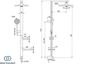 Colonna Doccia Ideal Standard® Alu+ Soffione e Doccetta 2 Funzioni Rosè