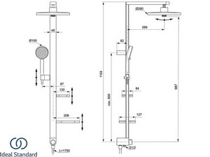 Colonna Doccia Ideal Standard® Alu+ Soffione e Doccetta 2 Funzioni Matt Silver