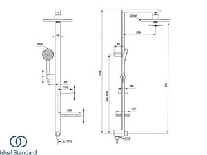 Colonna Doccia Ideal Standard® Alu+ Soffione e Doccetta 2 Funzioni Nero Seta