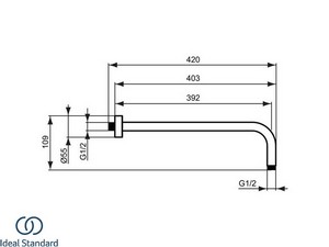 Duscharm Ideal Standard® Idealrain 40cm Seidenschwarz