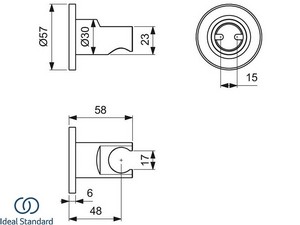 Supporto Doccia Ideal Standard® Idealrain Fisso a Parete Matt Silver