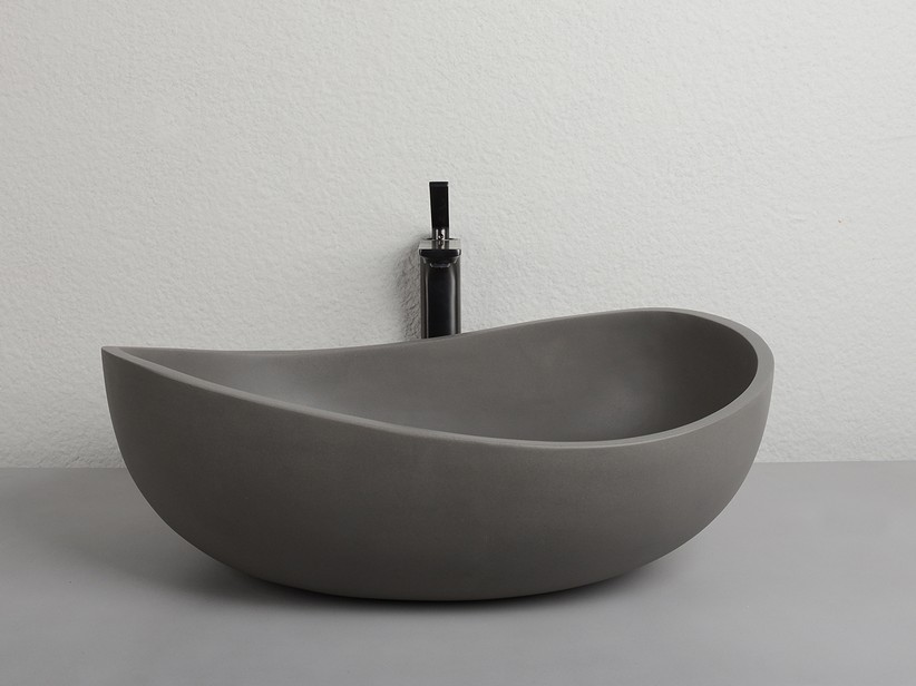 Shally Dogan Waschbeckenunterschrank 50cm - Moderner Badmöbel Mit Harzbecken In Koala-Grau