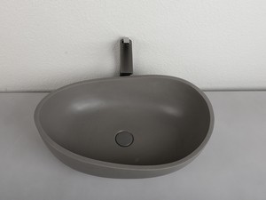 Lavabo da Appoggio Cement 57x37xH20 cm in Resina e Cemento finitura Grigio Naturale