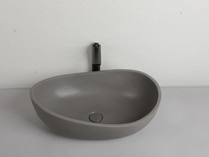 Lavabo da Appoggio Cement 57x37xH20 cm in Resina e Cemento finitura Grigio Naturale