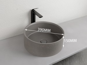 Lavabo da Appoggio Travertine Ø39xH15 cm in Resina e Cemento finitura Grigio Naturale