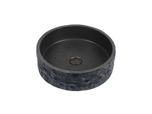 Lavabo da Appoggio Roughstone Ø40xH12 cm in Resina e Cemento finitura Granito Scuro