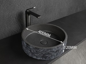 Lavabo da Appoggio Roughstone Ø40xH12 cm in Resina e Cemento finitura Granito Scuro