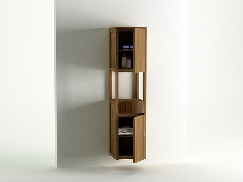 Colonne de salle de bains suspendue LOMBOK en Teck massif naturel