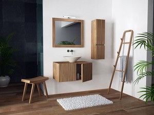 Badmöbel LOMBOK 80 2 Türen aus Massivholz Natur Teak