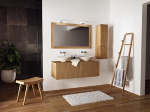 Badmöbel LOMBOK 120 3 Türen aus Massivholz Natur Teak