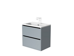 Mobile Bagno CAMPIGLIO 60/P39 cm 2 Cassetti Grigio Opaco e Lavabo Unitop in Ceramica Bianco Lucido