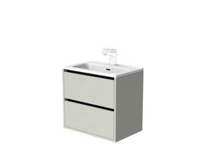 Mobile Bagno CAMPIGLIO 60/P39 cm 2 Cassetti Tortora Opaco e Lavabo Unitop in Ceramica Bianco Lucido