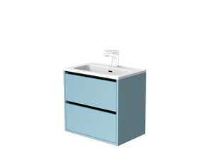 Mobile Bagno CAMPIGLIO 60/P39 cm 2 Cassetti Azzurro Opaco e Lavabo Unitop in Ceramica Bianco Lucido