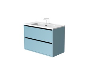 Mobile Bagno CAMPIGLIO 80/P39 cm 2 Cassetti Azzurro Opaco e Lavabo Unitop in Ceramica Bianco Lucido