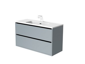 Mobile Bagno CAMPIGLIO 100/P39 cm 2 Cassetti Grigio Opaco e Lavabo Unitop in Ceramica Bianco Lucido