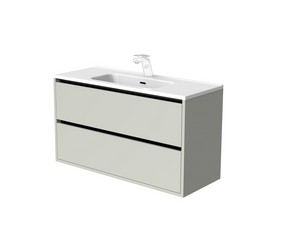 Mobile Bagno CAMPIGLIO 100/P39 cm 2 Cassetti Tortora Opaco e Lavabo Unitop in Ceramica Bianco Lucido