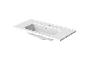 Mobile Bagno CAMPIGLIO 80/P39 cm 2 Cassetti Tortora Opaco e Lavabo Unitop in Ceramica Bianco Lucido