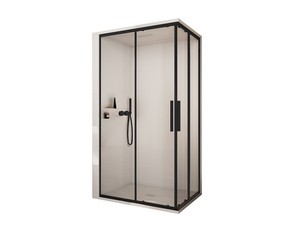 Cabina Doccia Multifunzione Mellow 120x80 Nero Installazione Angolo Sinistro