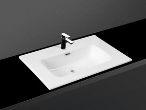 Lavabo Smart Unitop 76x46,5 cm en céramique blanc brillant