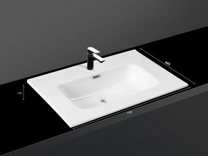 Lavabo Smart Unitop 76x46,5 cm en céramique blanc brillant