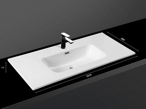 Lavabo Smart Unitop 101x46,5 cm en céramique blanc brillant