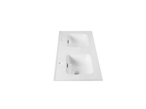 Waschbecken Smart Unitop 121x46,5 cm mit Doppelbecken aus Keramik Weiß glänzend