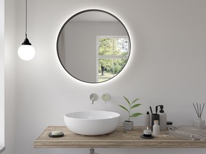 Miroir de salle de bains Ghost LED Ø80 noir mat