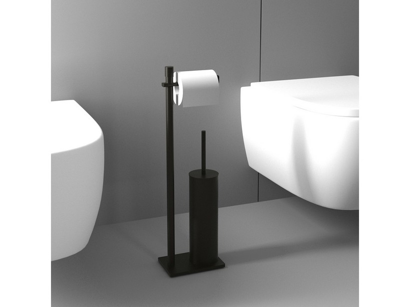 D,casa Porta Scopino WC Bambù Nero - Design Factory In Acciaio Inox Per Bagno