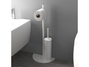 Piantana Bagno Amelie con Porta Rotolo e Porta Scopino Bianco