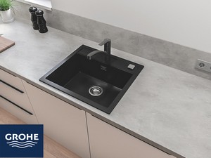 Mitigeur monocommande pour évier cuisine Grohe® Start bec bas noir mat