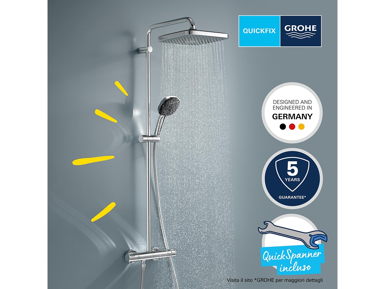 Grohe Precision Colonne de douche, Mitigeur thermostatique chrome