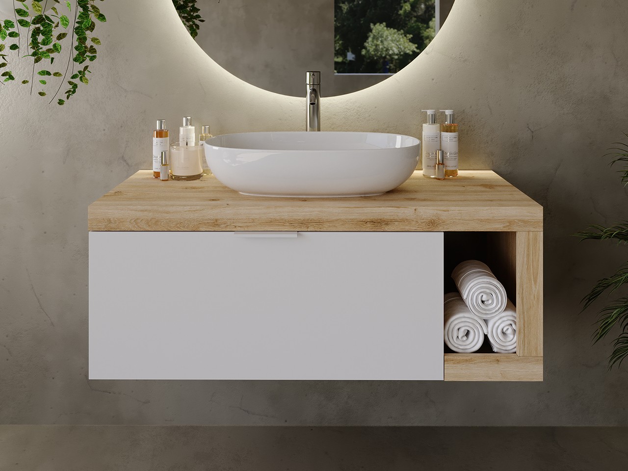 Meuble Salle De Bains Link 110 Cm Suspendu Ch ne blanc Mat Avec Plan Meuble Salle De Bains Link 110 Cm Suspendu Ch ne blanc Mat Avec Plan