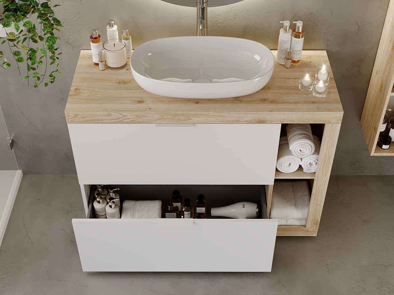 Lampada da Terra con 2 Faretti Orientabili, Altezza Regolabile Bianco e Oro | Leroy Merlin