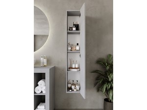 Hängender Hochschrank Link 4 Fächer 26xH138 Stein-Grau/Weiß matt