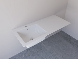 BONK Unitop Sink Basin with Left Bowl 141x63,8 cm Matte White